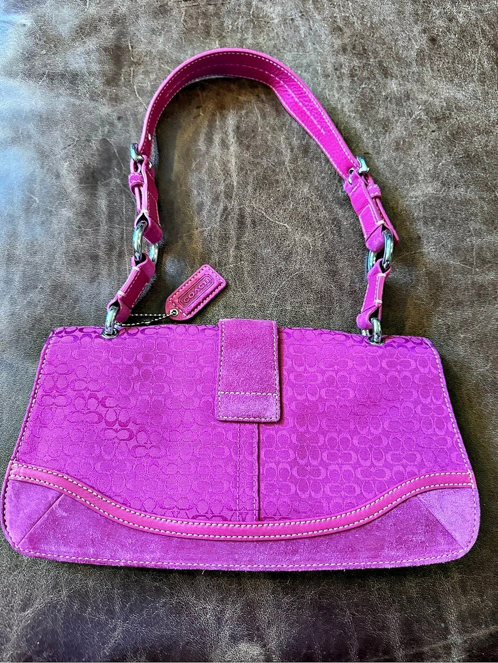 Coach Soho Signature Buckle Flap Shoulder Bag Pink - Picture 3 of 5